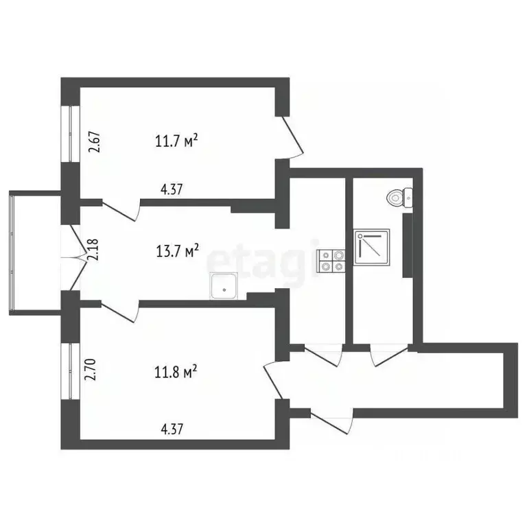 2-к кв. Вологодская область, Вологда ул. Мохова, 41 (49.0 м) - Фото 2