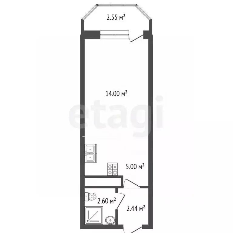 Студия Санкт-Петербург просп. Металлистов, 117 (24.1 м) - Фото 2