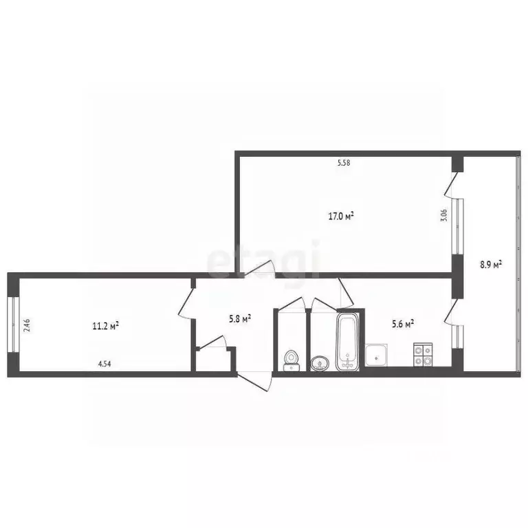 2-к кв. Крым, Ялта ул. Кривошты, 19 (50.0 м) - Фото 2
