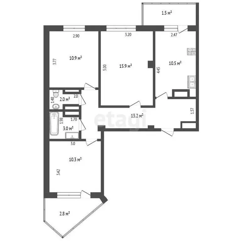 3-комнатная квартира: Омск, улица Малиновского, 12к2/40 (65.8 м) - Фото 0