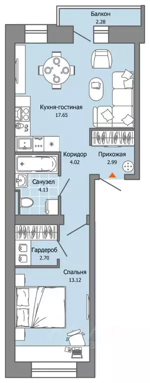 1-к кв. Пермский край, Пермь ул. Дзержинского, 35А (45.0 м) - Фото 2