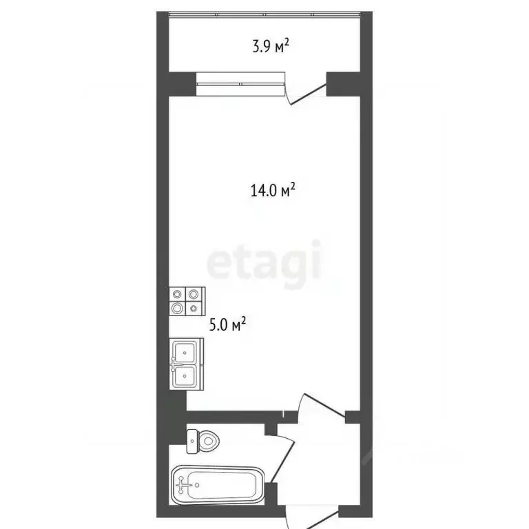 Студия Ханты-Мансийский АО, Сургут Университетская ул., 31 (24.1 м) - Фото 1