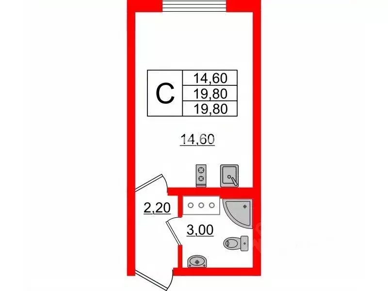 Студия Санкт-Петербург ул. Пейзажная, 24к3 (19.7 м) - Фото 0