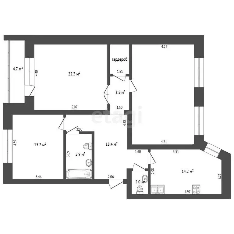 3-комнатная квартира: Тюмень, улица Червишевский Тракт, 64к2 (107.7 м) - Фото 1