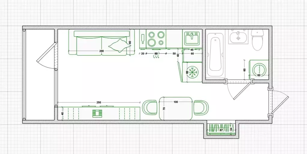 Студия Воронежская область, Воронеж Ростовская ул., 100БкБ (17.6 м) - Фото 2