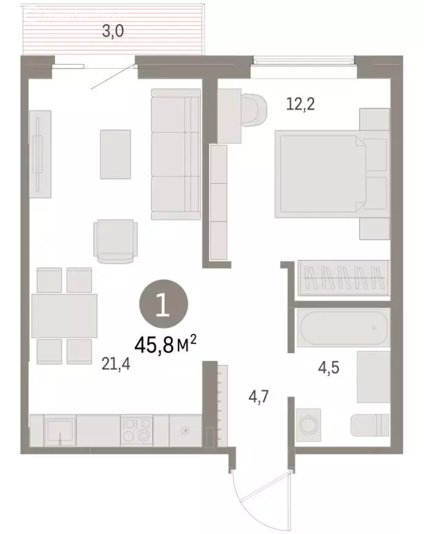 1-комнатная квартира: Курган, жилой район Центральный, ЖК Дом Кино ... - Фото 2