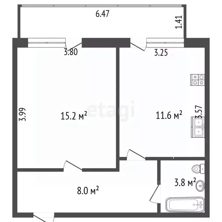 1-к кв. Севастополь ул. Вакуленчука, 53/10 (45.7 м) - Фото 2