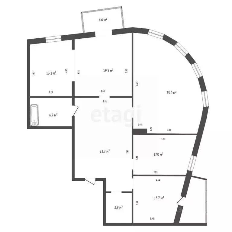 3-к кв. Красноярский край, Красноярск ул. Кирова, 43 (137.1 м) - Фото 2