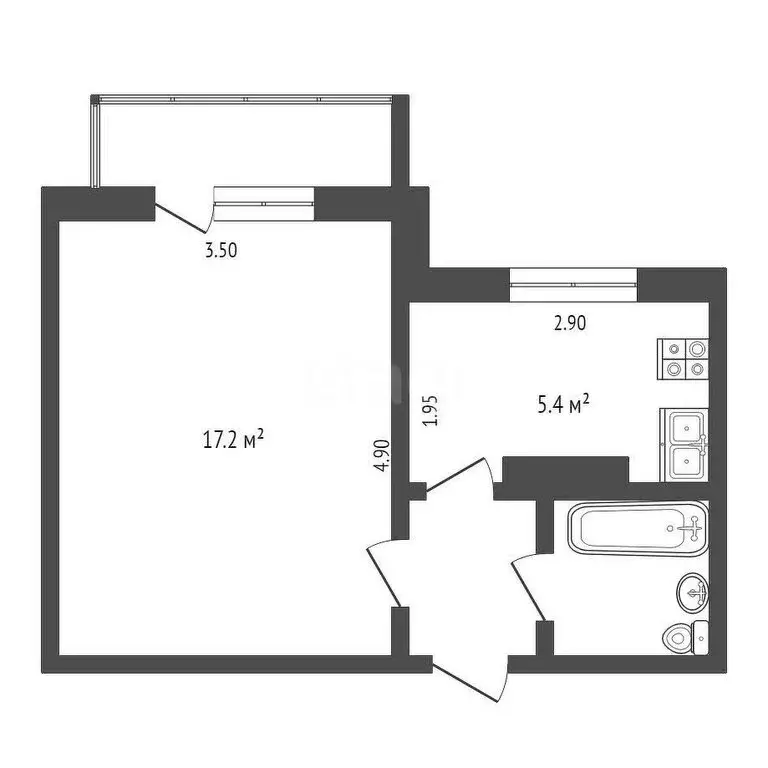 1-комнатная квартира: Орёл, Черкасская улица, 32 (27.7 м) - Фото 0