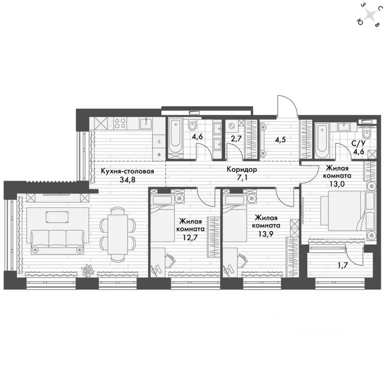 4-к кв. Приморский край, Владивосток ул. Крылова, 10 (99.5 м) - Фото 0