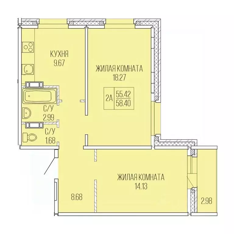 2-к кв. Архангельская область, Архангельск Карпогорская ул., 38 (58.4 ... - Фото 1