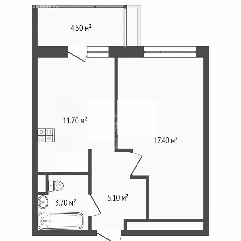 1-комнатная квартира: Тюмень, Профсоюзная улица, 49 (37.9 м) - Фото 1