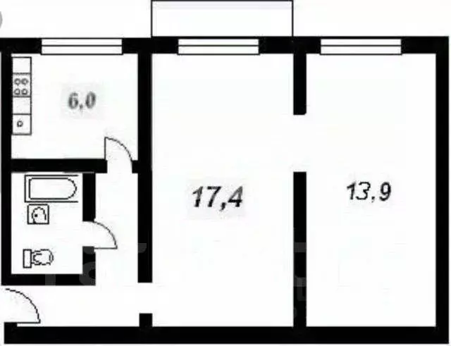 2-к кв. Липецкая область, Липецк ул. Циолковского, 14/1 (45.0 м) - Фото 2