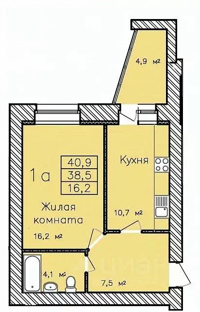 1-к кв. Тамбовская область, Тамбов Радужный мкр, ул. Сабуровская, 1Бк1 ... - Фото 0