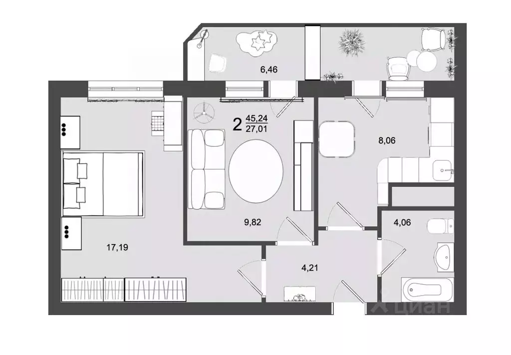 2-к кв. Московская область, Клин Майданово мкр,  (45.24 м) - Фото 0