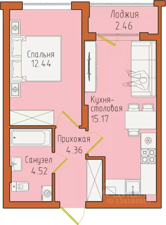 1-к кв. Калининградская область, Светлогорск пос. Отрадное,  (38.9 м) - Фото 1