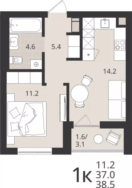 1-к кв. Калининградская область, Калининград Мичуринец-1 СТ, Луччи ... - Фото 1