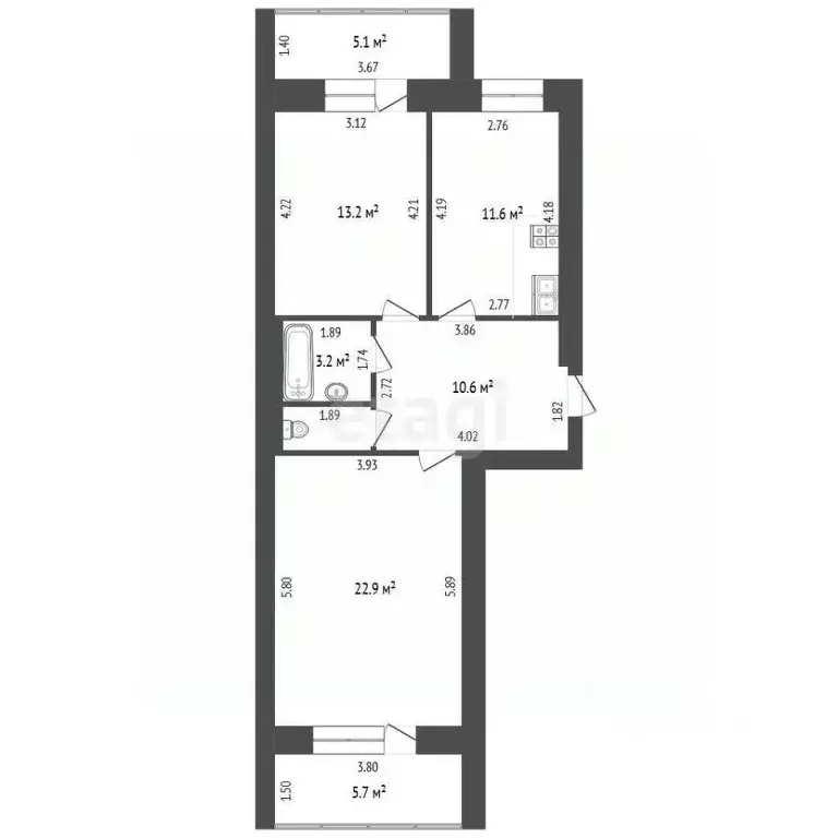 2-к кв. Тамбовская область, Тамбов ул. Карла Маркса, 3к3 (63.2 м) - Фото 1