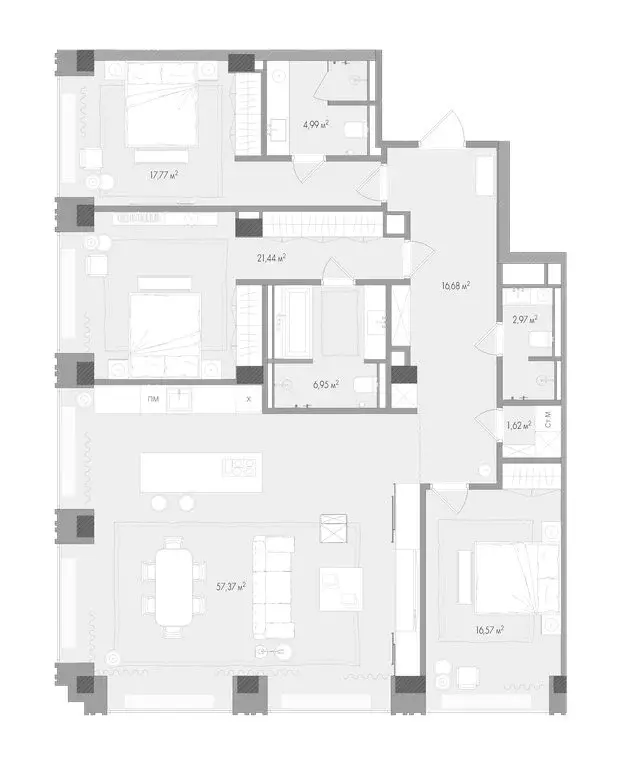 1-комнатная квартира: Москва, Садовая-Сухаревская улица, 14с1 (148.33 ... - Фото 0