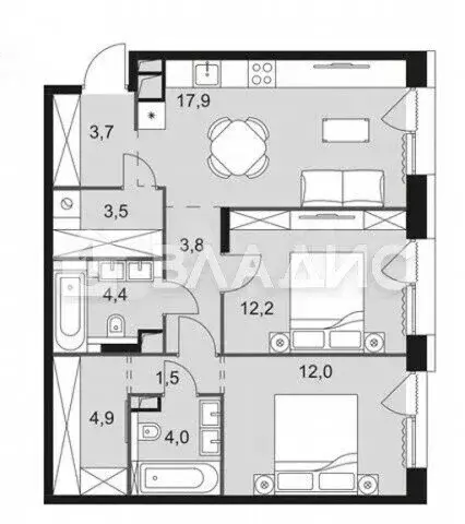 2-комнатная квартира: Москва, Снежная улица, вл22к3 (68.4 м) - Фото 0