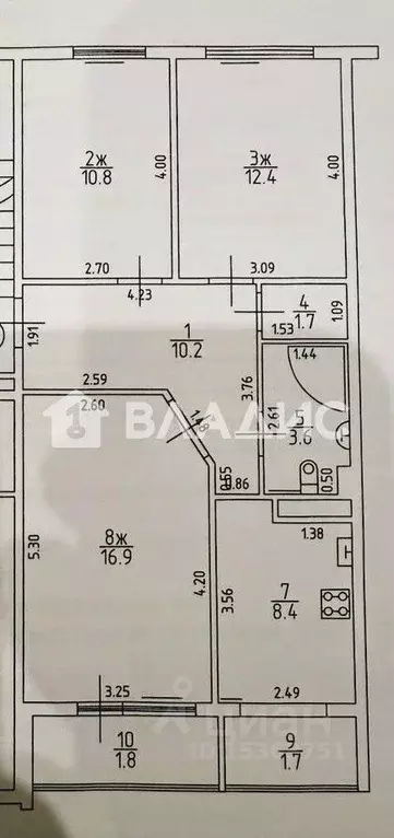 3-к кв. Калининградская область, Калининград ул. Нансена, 45 (64.0 м) - Фото 2