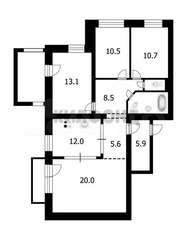 4-к. квартира, 101,6 м, 8/9 эт. - Фото 0