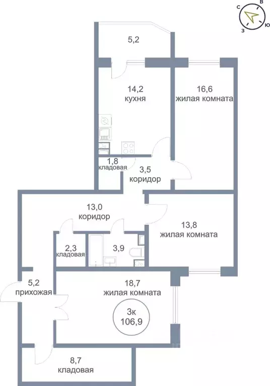 3-к кв. Ханты-Мансийский АО, Нефтеюганск 4-й мкр, 4к1 (106.9 м) - Фото 0