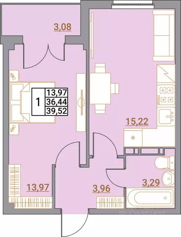 1-к кв. Волгоградская область, Волгоград Гагринская ул., 20 (39.52 м) - Фото 1