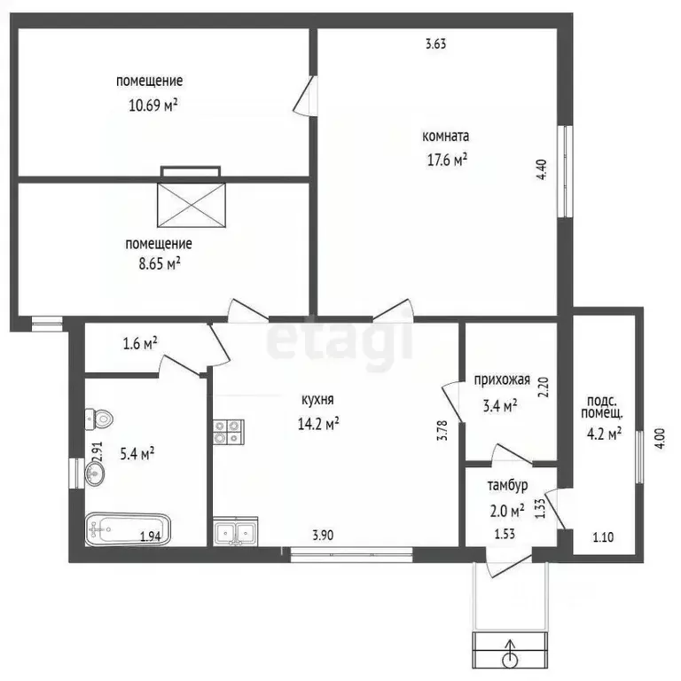 3-к кв. Вологодская область, Великий Устюг проезд 2-й РМЗ, 2 (58.7 м) - Фото 2
