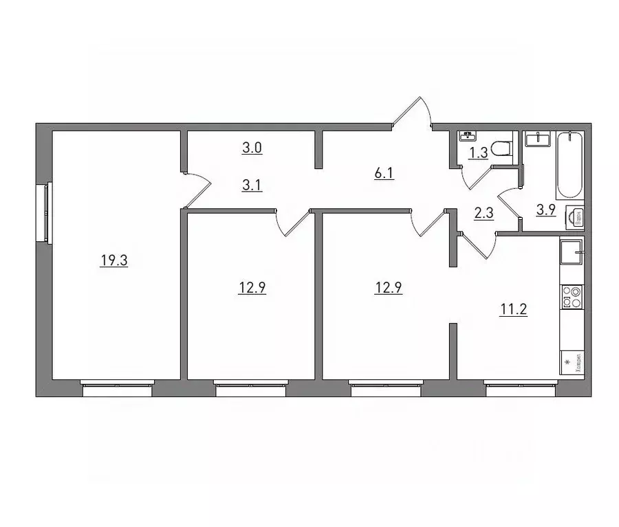 3-к кв. Кировская область, Киров ул. Чистопрудненская, 13А (76.0 м) - Фото 1