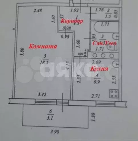 1-к. квартира, 34,5 м, 3/5 эт. - Фото 1