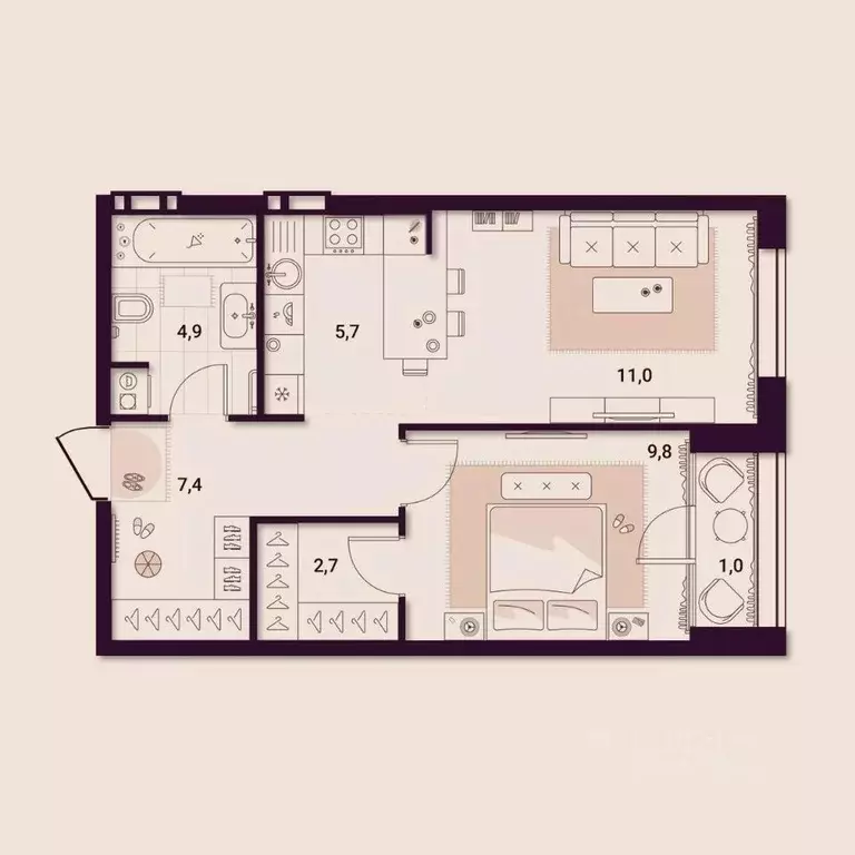 1-к кв. Приморский край, Артем ул. Куйбышева, 11А (42.52 м) - Фото 1