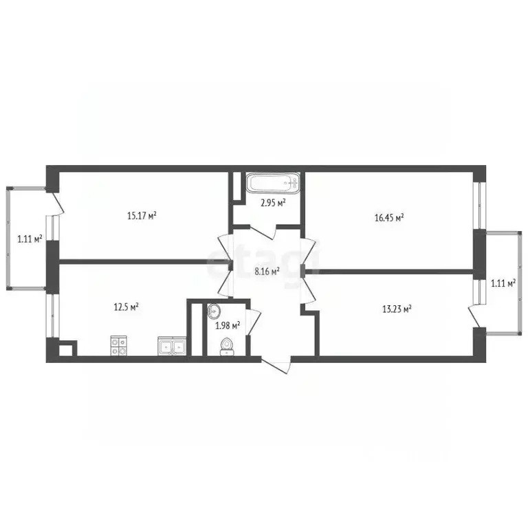 3-к кв. Крым, Саки ул. Набережная (71.6 м) - Фото 2