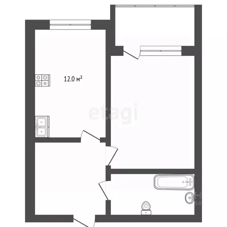 1-к кв. Тюменская область, Тюмень ул. Газовиков, 49к1 (43.0 м) - Фото 2