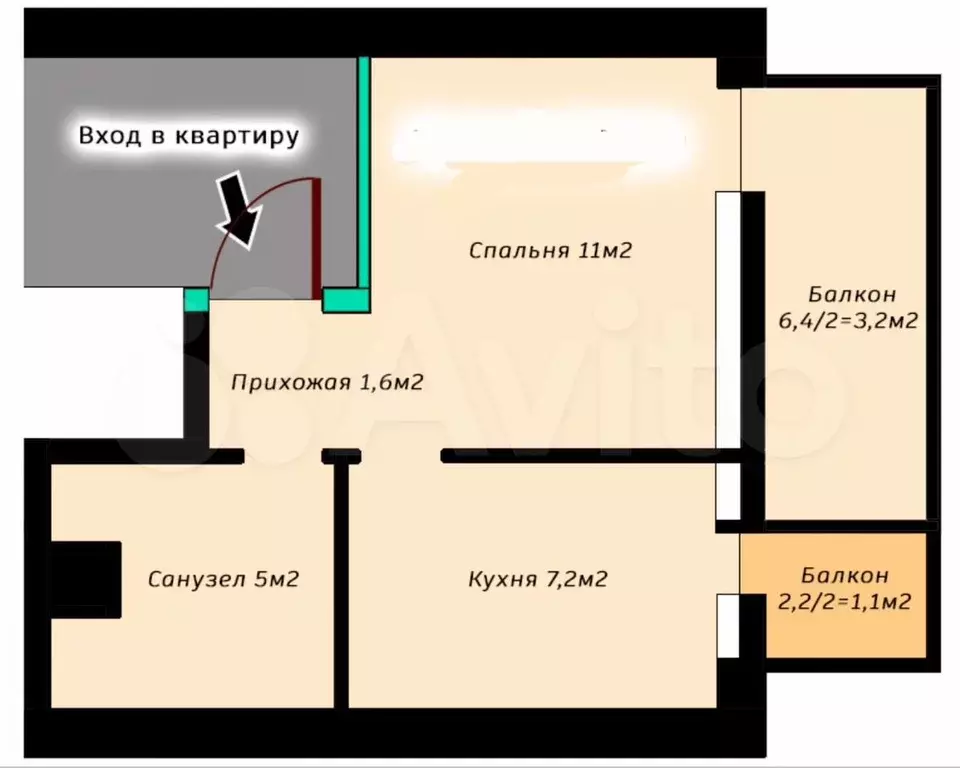 1-к. квартира, 34 м, 2/3 эт. - Фото 0