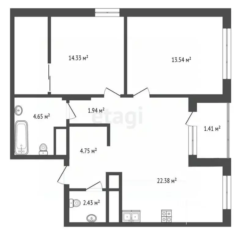 2-к кв. Тюменская область, Тюмень Одесская ул., 7/1 (65.4 м) - Фото 1