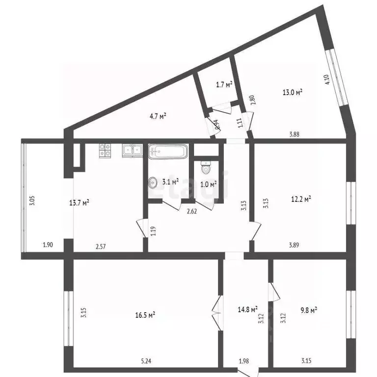 4-к кв. Ханты-Мансийский АО, Нягань 4-й мкр, 6 (90.9 м) - Фото 1