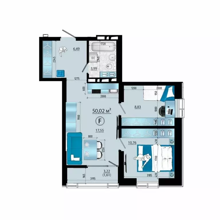 3-комнатная квартира: Владивосток, Ленинский район (50.02 м) - Фото 1