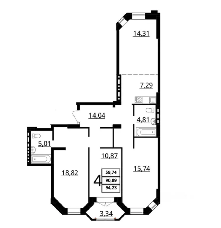3-к кв. Волгоградская область, Волгоград ул. Покрышкина, 2 (94.23 м) - Фото 1