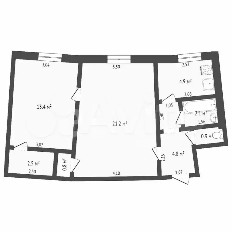 2-к. квартира, 44 м, 2/5 эт. - Фото 0