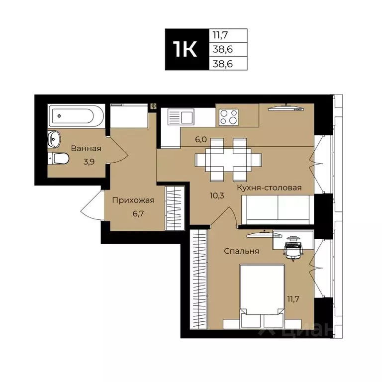 2-к кв. Башкортостан, Уфа ул. Ленина, 192 (48.1 м) - Фото 1