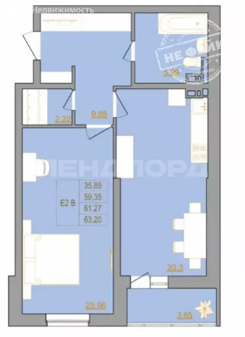 2-комнатная квартира: Ростов-на-Дону, Тибетская улица, 1Вс8 (63.6 м) - Фото 1