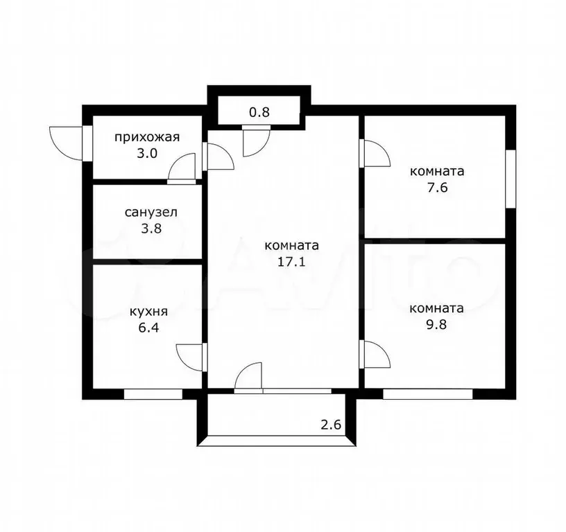 3-к. квартира, 54 м, 2/5 эт. - Фото 0