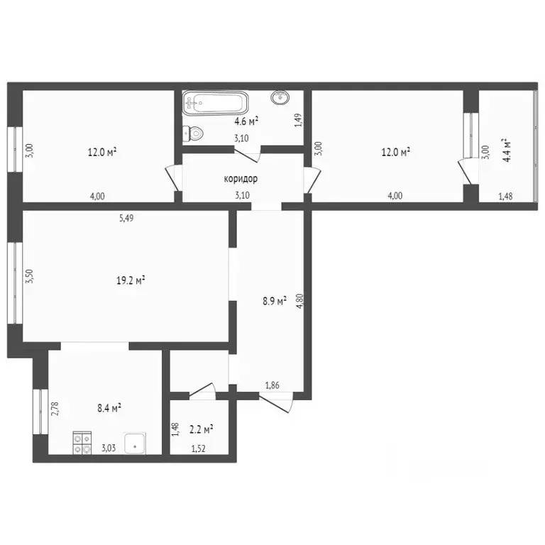 3-к кв. Оренбургская область, Оренбург Брестская ул., 30 (65.0 м) - Фото 1