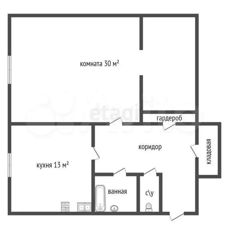 1-к. квартира, 58,6 м, 5/5 эт. - Фото 0