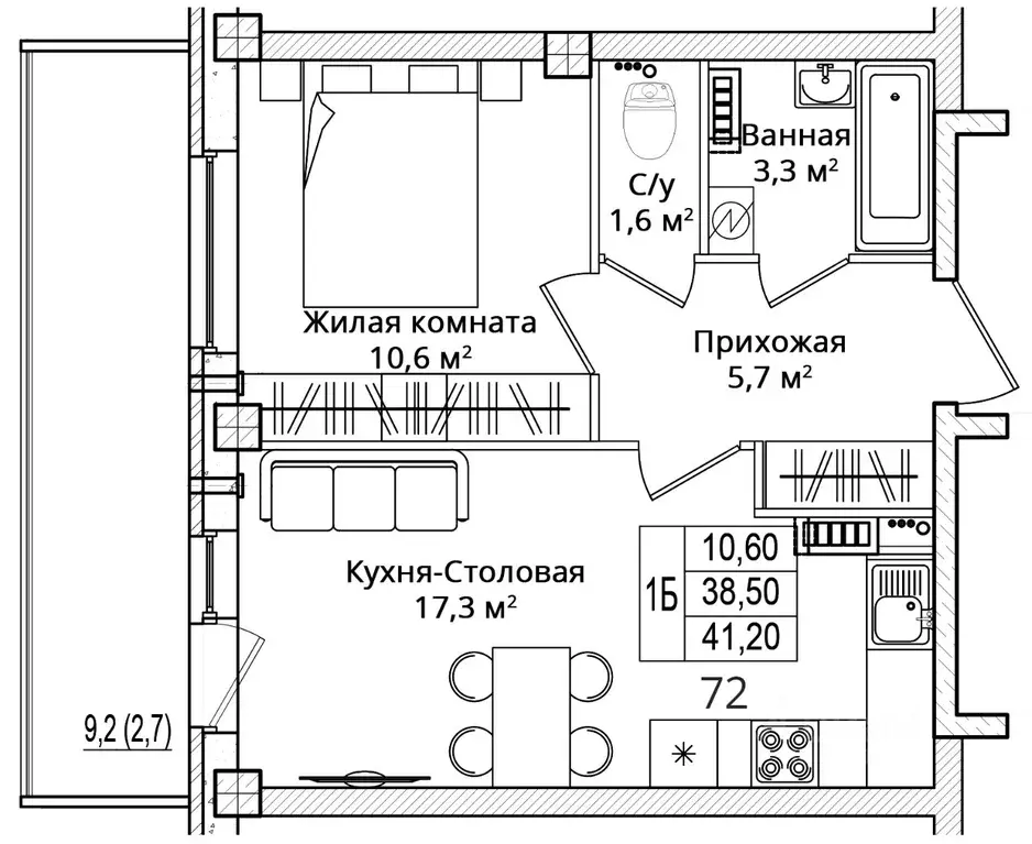 1-к кв. Псковская область, Псковский район, Завеличенская волость, д. ... - Фото 1