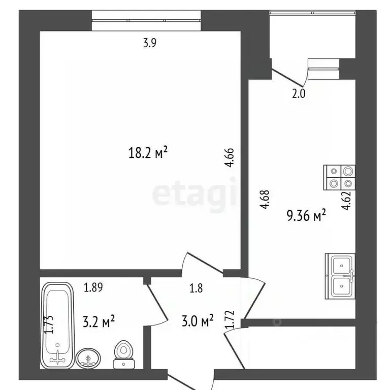 1-к кв. Чувашия, Чебоксары Хузангая ул., 34 (35.6 м) - Фото 2