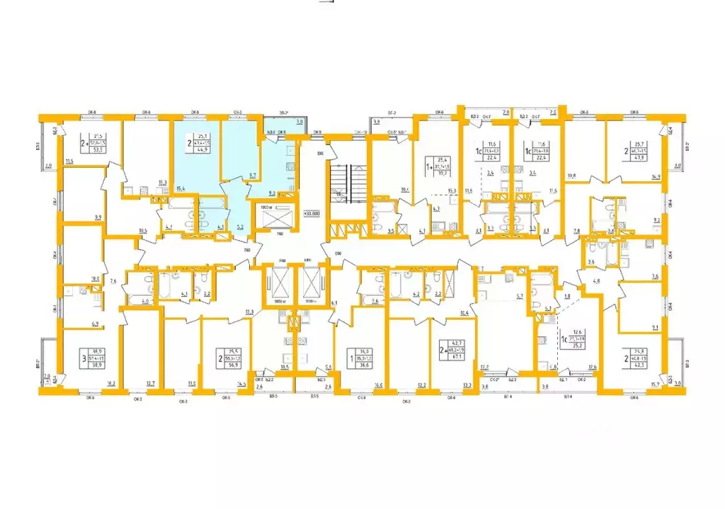 2-к кв. Башкортостан, Уфа Инорс-4Б мкр, Акварель жилой комплекс (44.5 ... - Фото 2