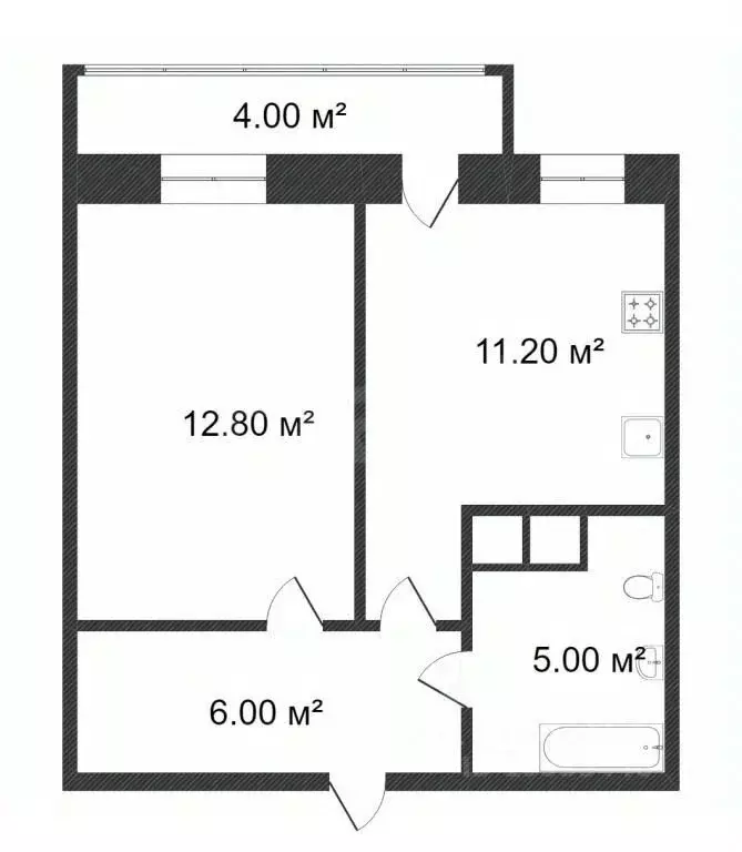 1-к кв. Тюменская область, Тюмень ул. Андрея Бушуева, 2 (35.0 м) - Фото 2