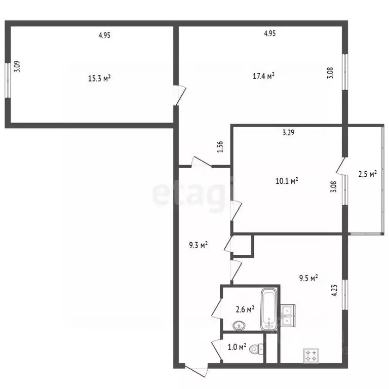 Комната Санкт-Петербург Дунайский просп., 43К1 (17.0 м) - Фото 2